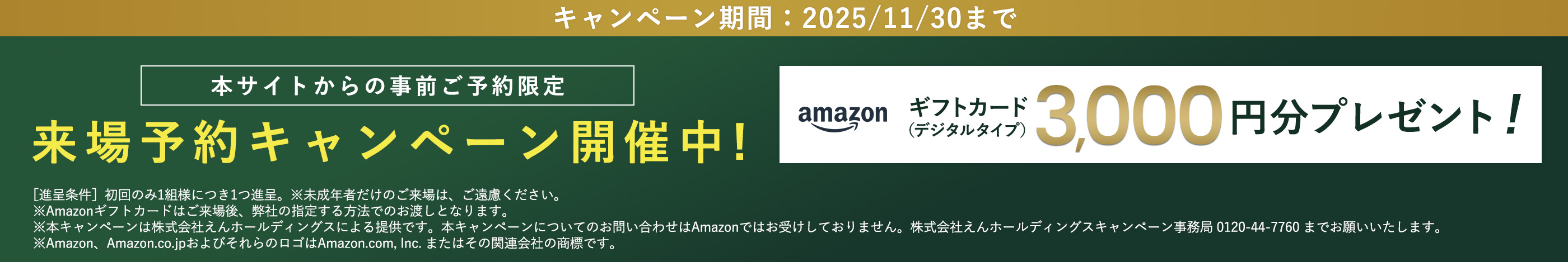 本サイトから事前予約限定キャンペーン、アマゾンギフト3,000円プレゼント